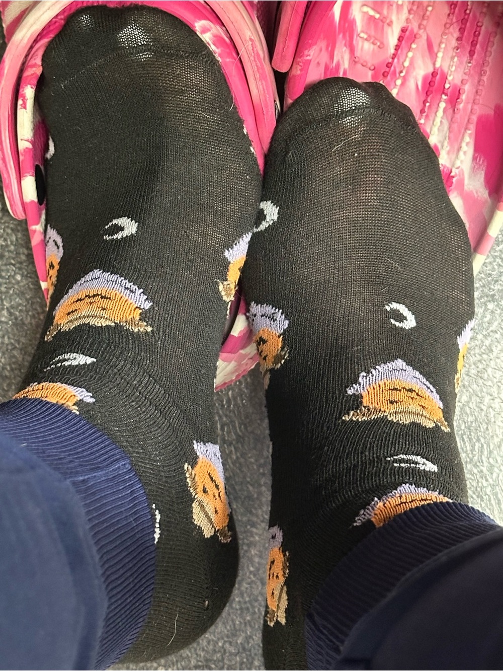 Altar'd State Black Novelty Halloween Pattern Women's Casual Socks-used.